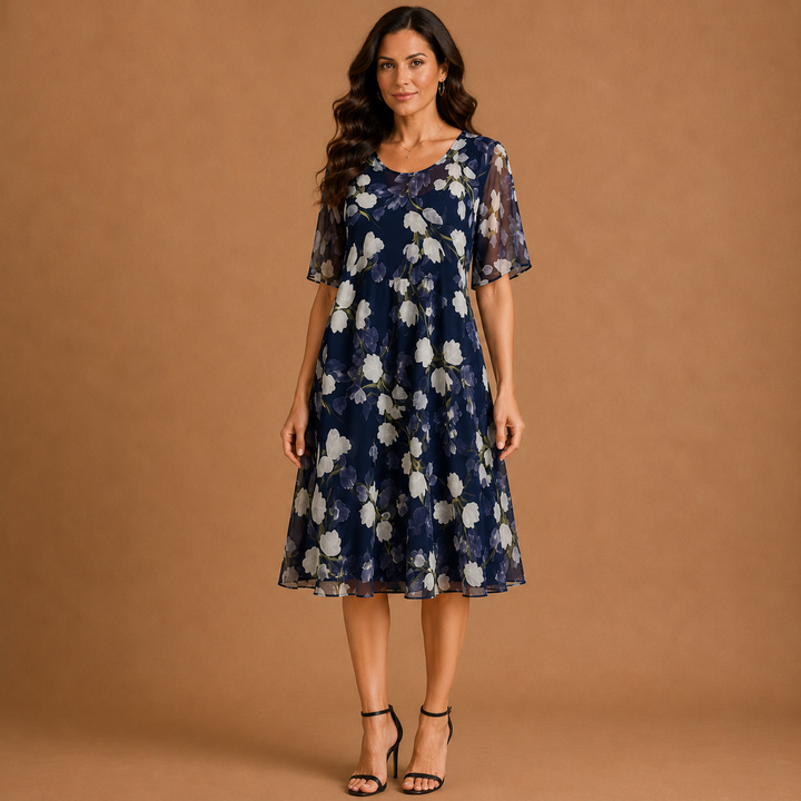 SERAPHINA | Floral Mesh Midi Dress