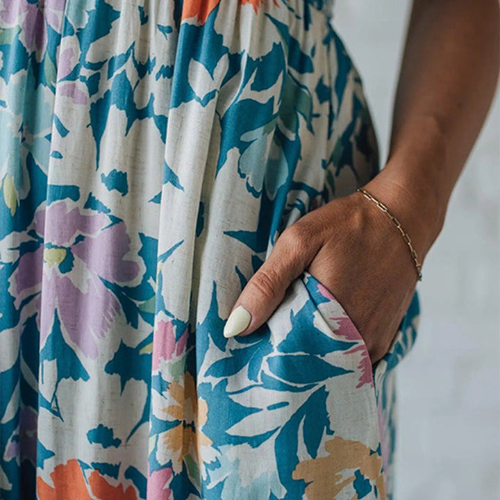 FIONA | Floral Maxi Dress with Adjustable Straps