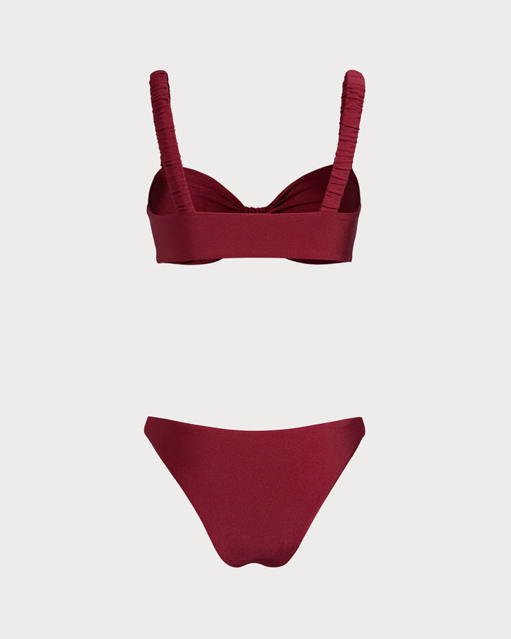 Red Bralette Bikini Sets