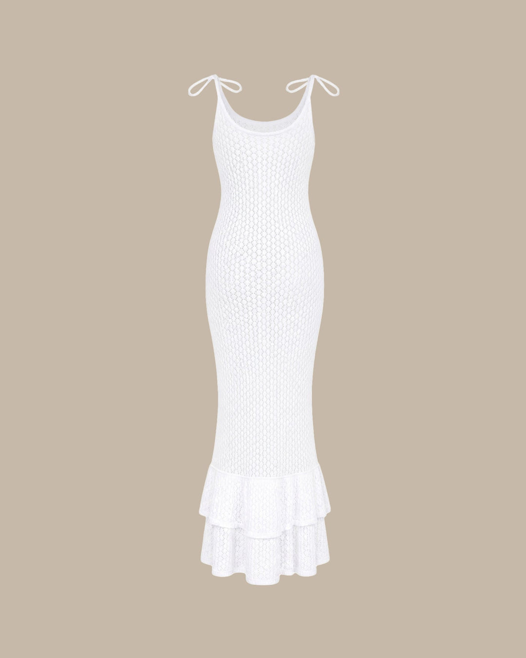 White Cut Out Tie Strap Beach Dress