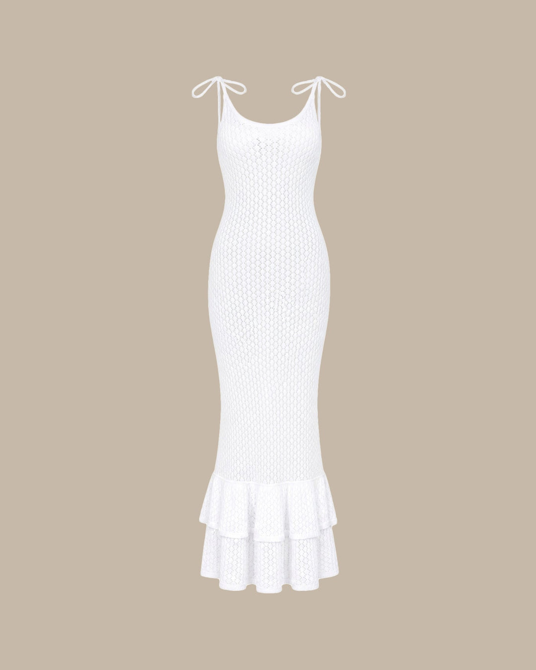 White Cut Out Tie Strap Beach Dress