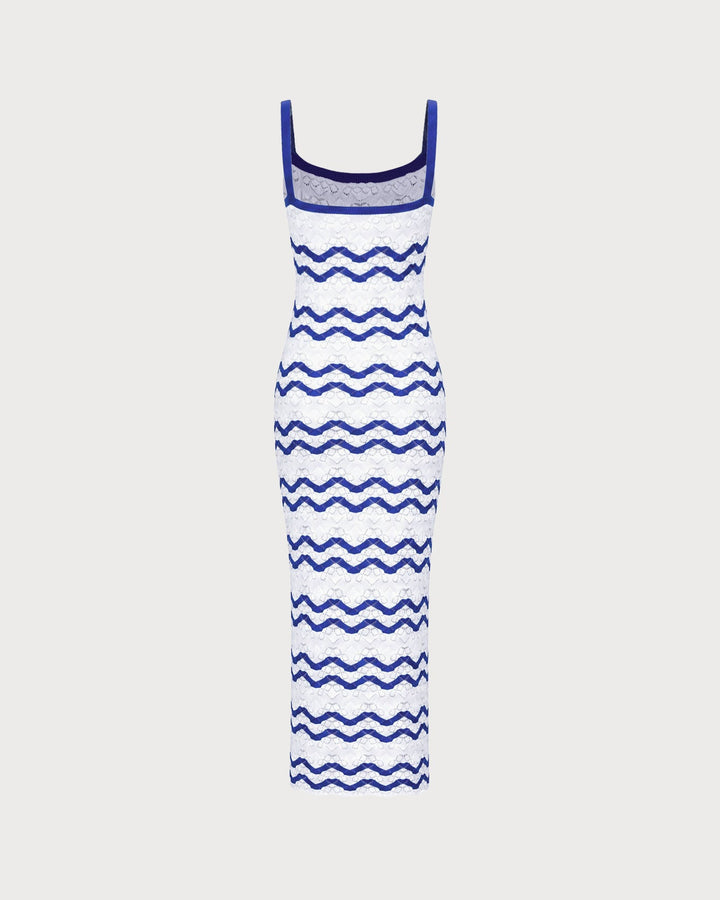 Blue Striped Textured Beach Dress