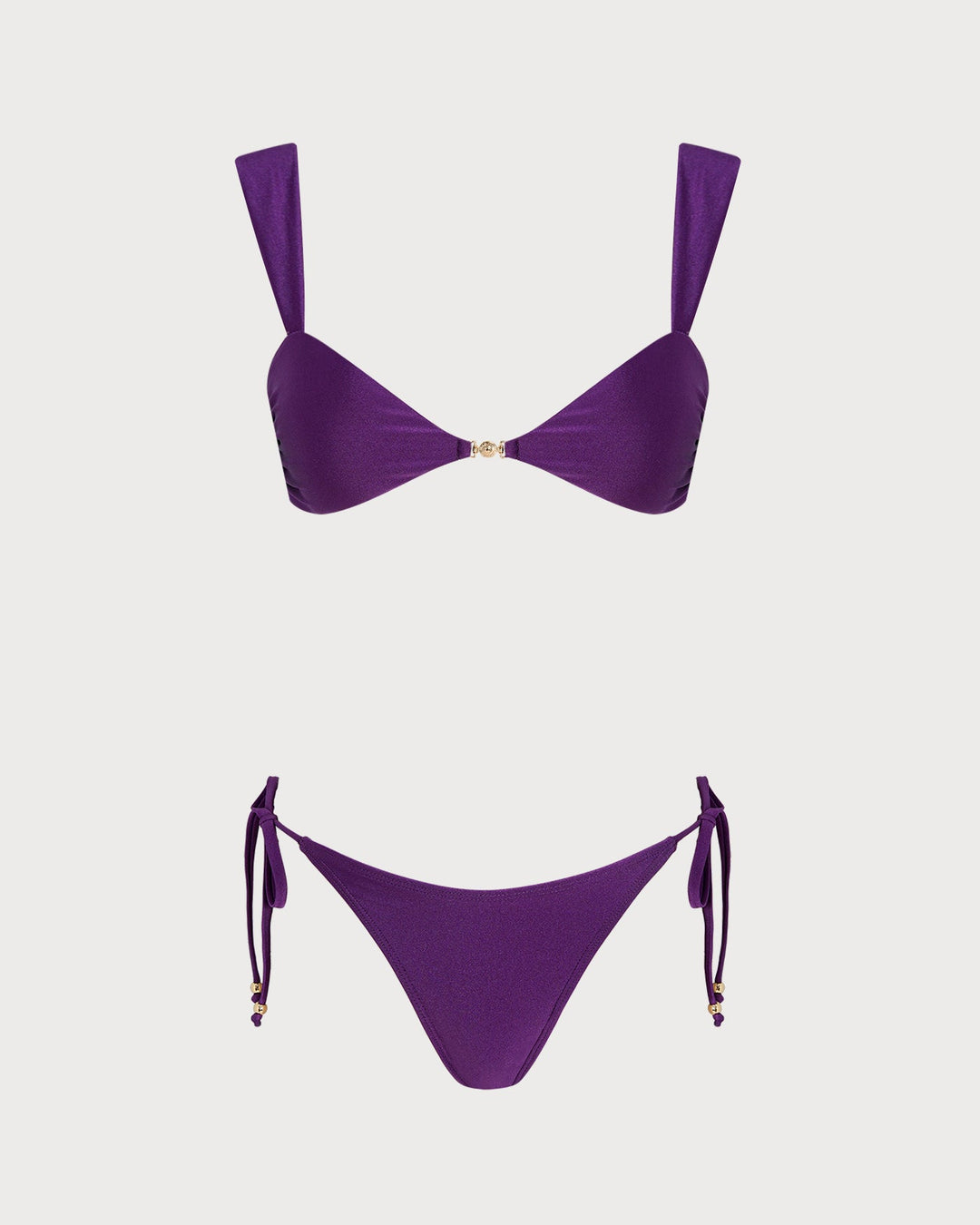 Purple Triangle Drawstring Bikini Set
