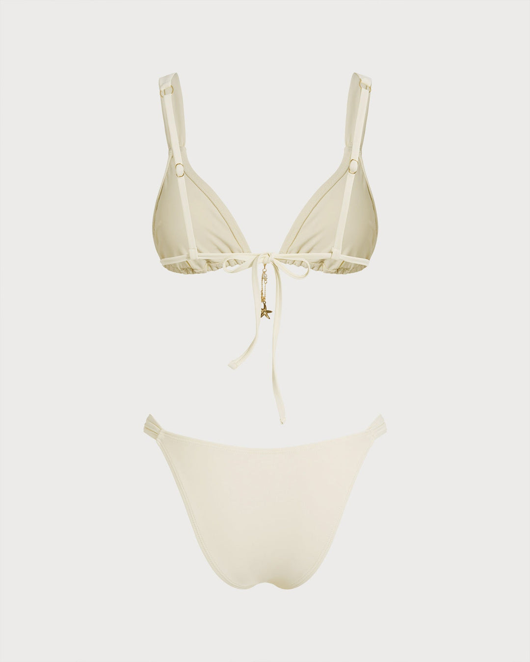 Off White Drawstring Triangle Bikini Set