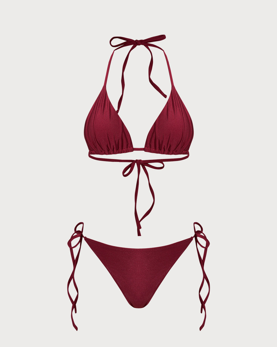 Red Triangle Drawstring Bikini Set