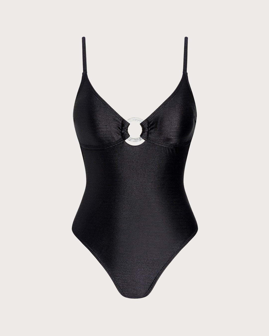Black Solid O-Ring Bralette One Piece