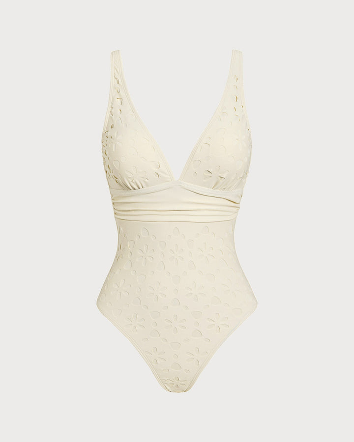 Off White Bralette One Piece Swimwear