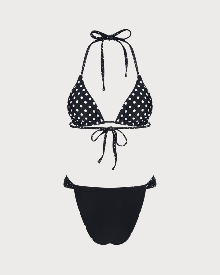 Black Polka Dot Reversible Bikini Set