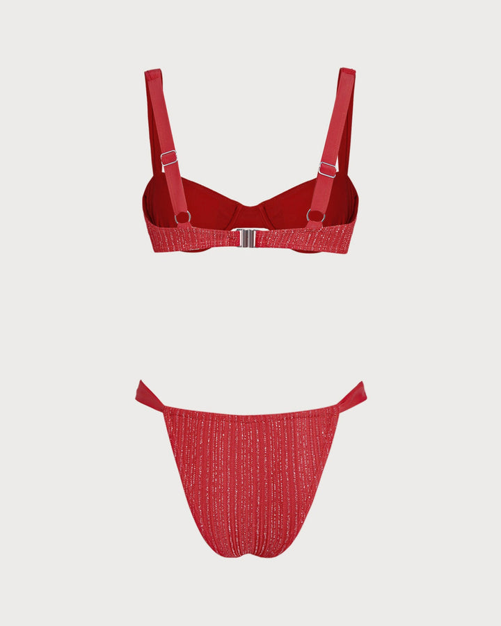 Red Sequins Underwire Bikini Set