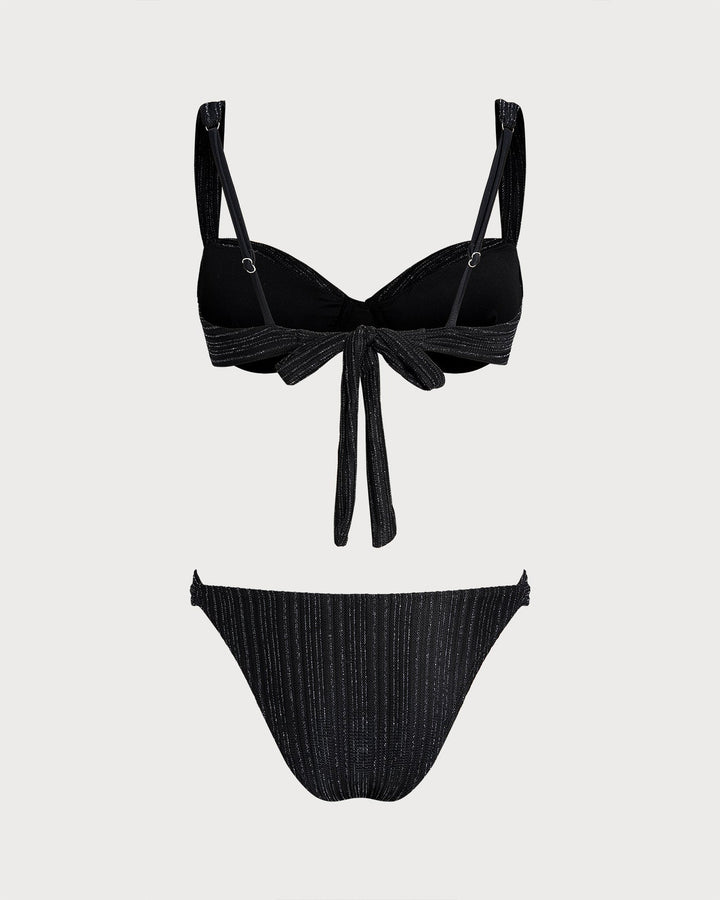 Black Sequins Underwire Bikini Set