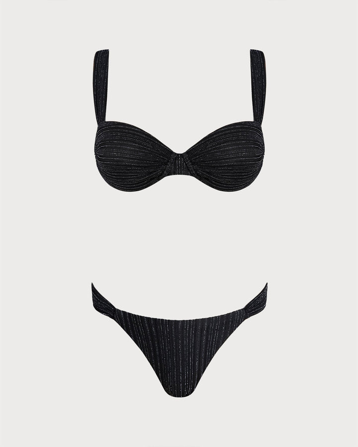 Black Sequins Underwire Bikini Set