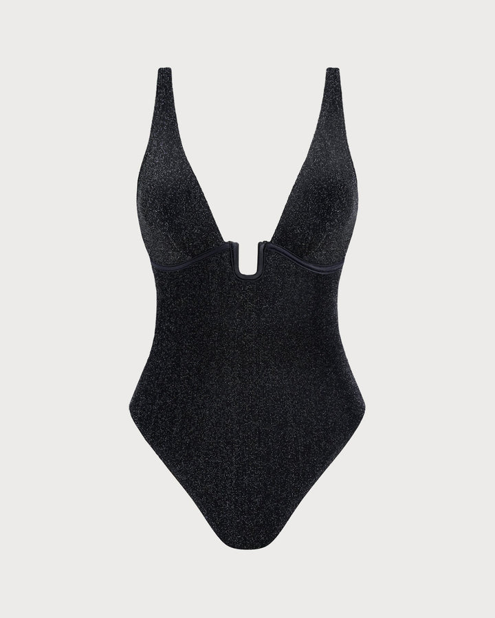 Black Sequins Bralette One Piece