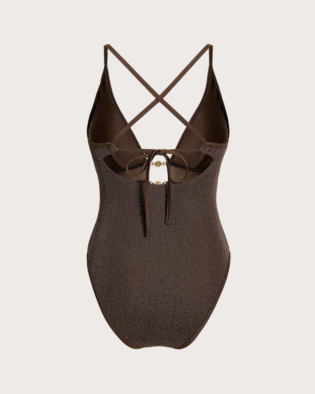 Brown V Neck Sequins Bralette One Piece