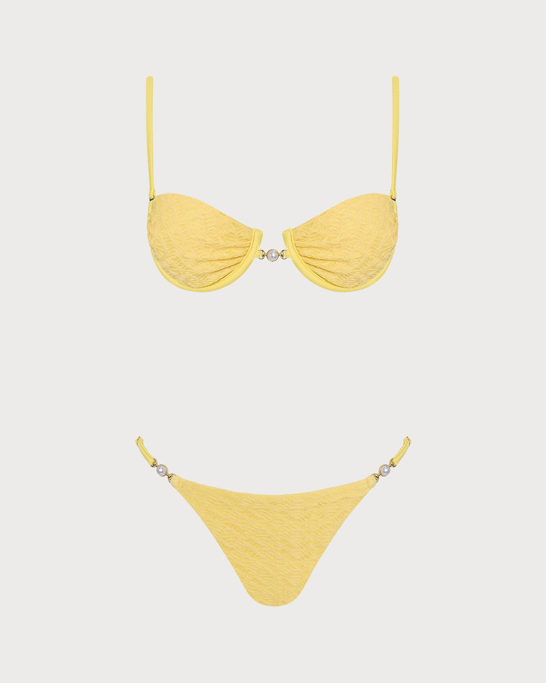 Yellow Textured Underwire Bikini Set
