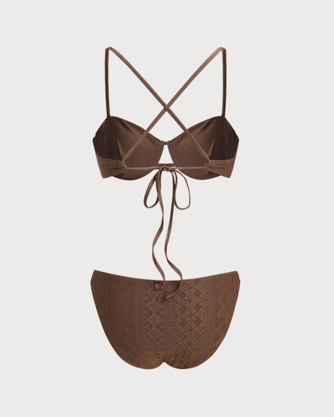 Brown Textured Underwire Bikini Set