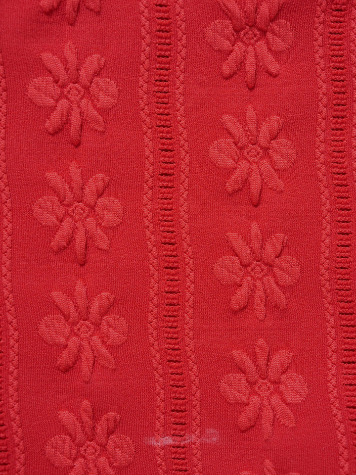 Red Jacquard Halter Drawstring Bikini Set