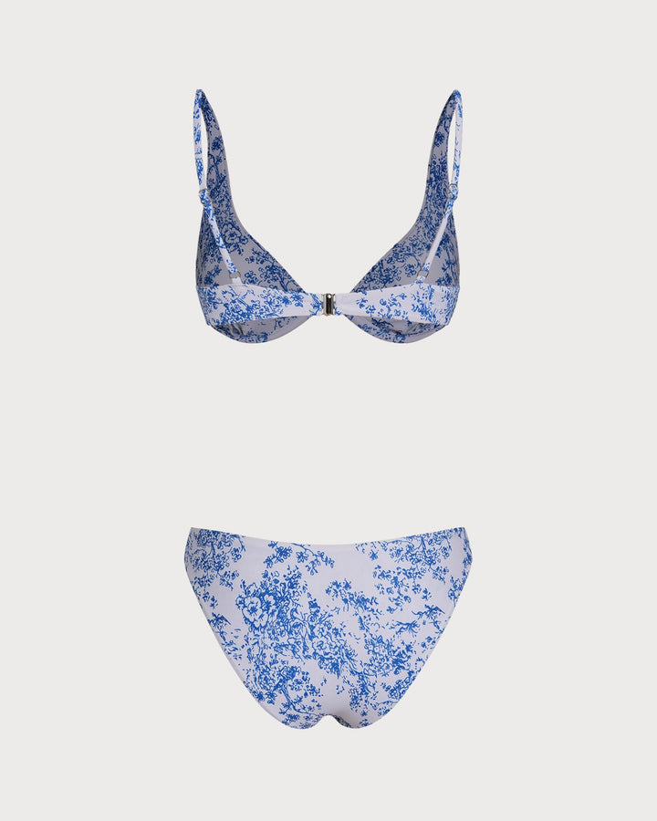 Blue Floral Underwire Bikini Set