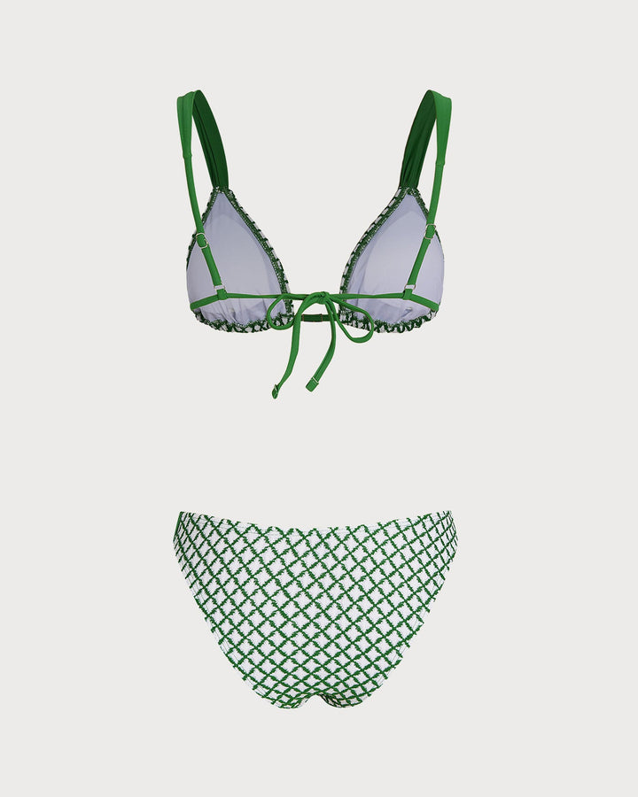 Green Plaid Triangle Bikini Set