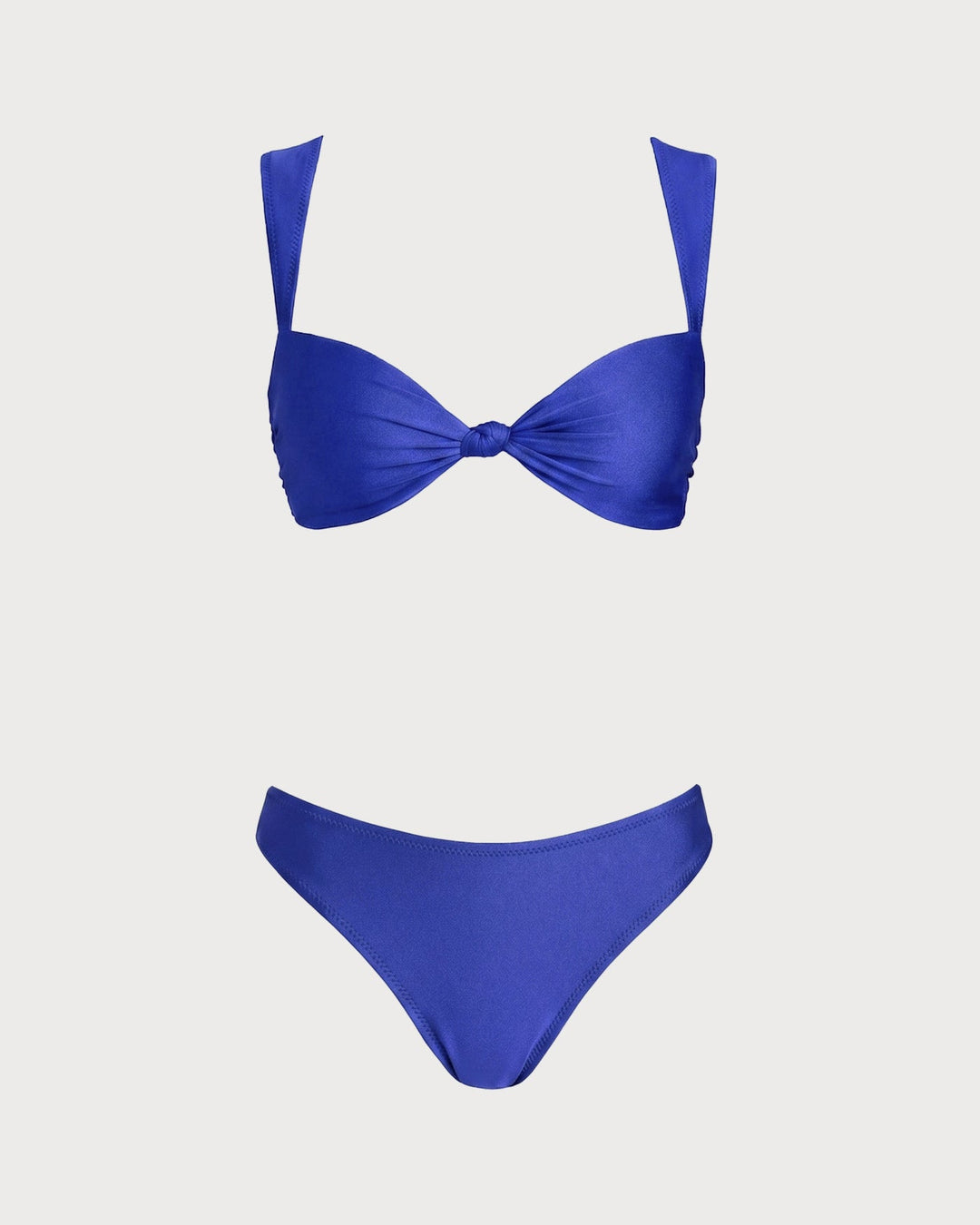 Blue Solid Tie Triangle Bikini Set