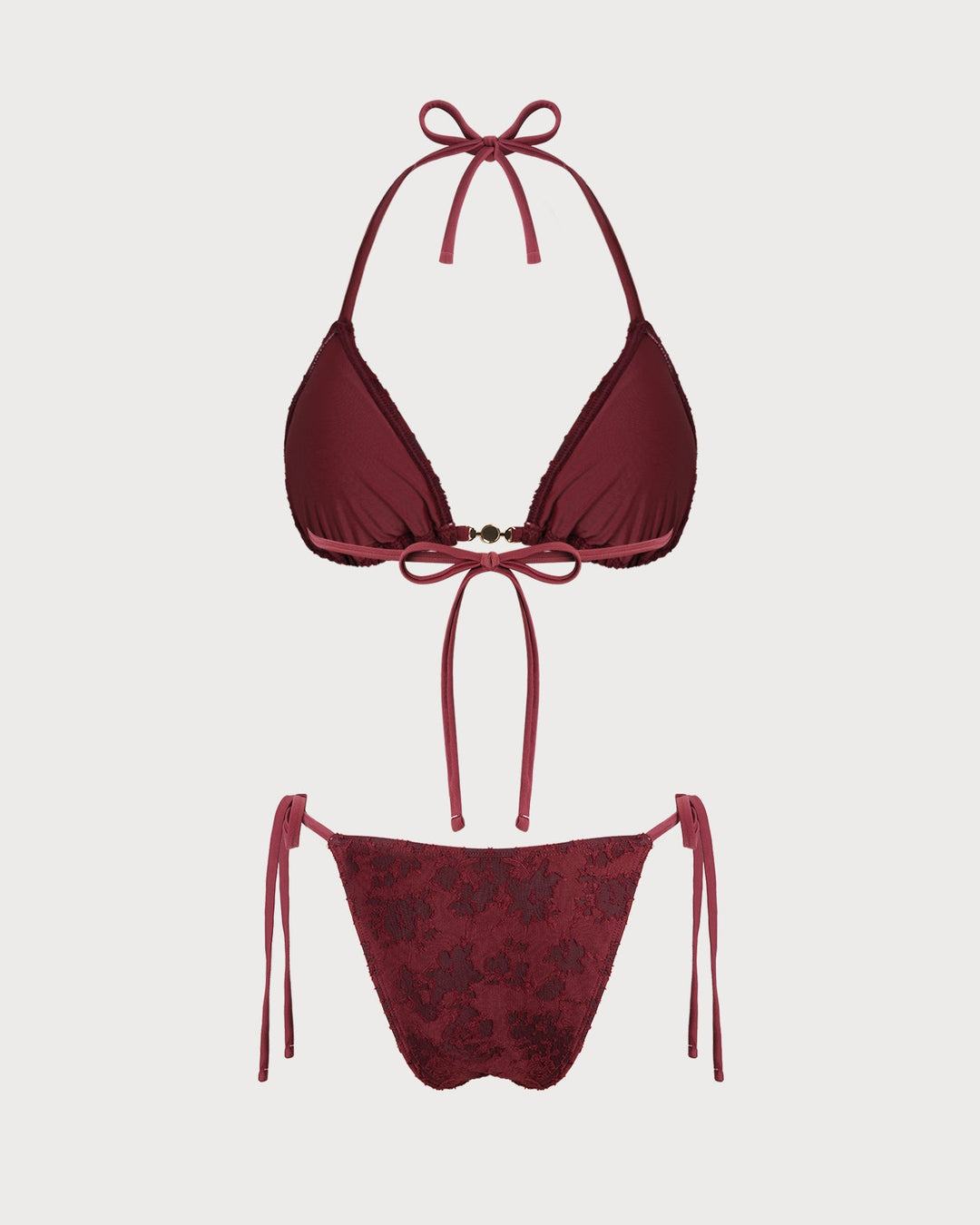 Brick Red Halter Textured Bikini Set