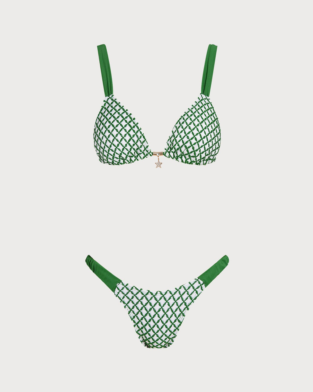 Green Plaid Triangle Bikini Set
