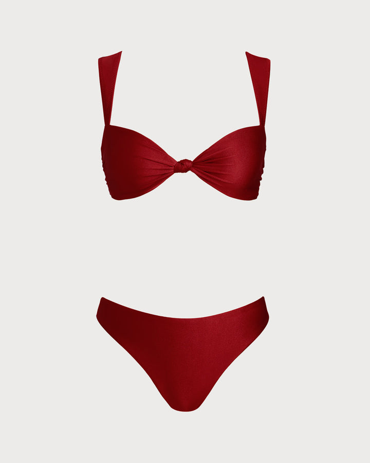 Red Triangle Low Waisted Bikini Set