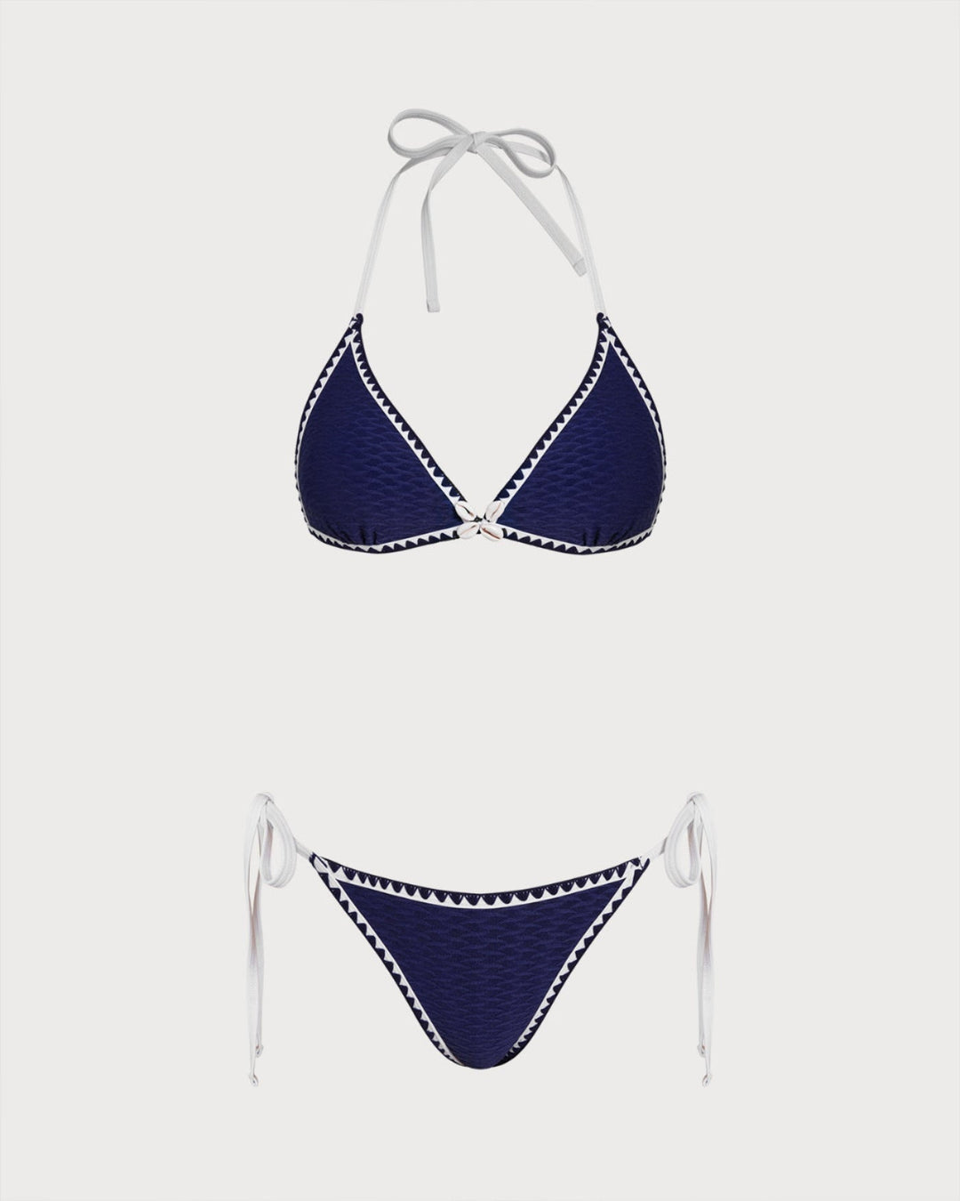 Blue Drawstring Triangle Bikini Set