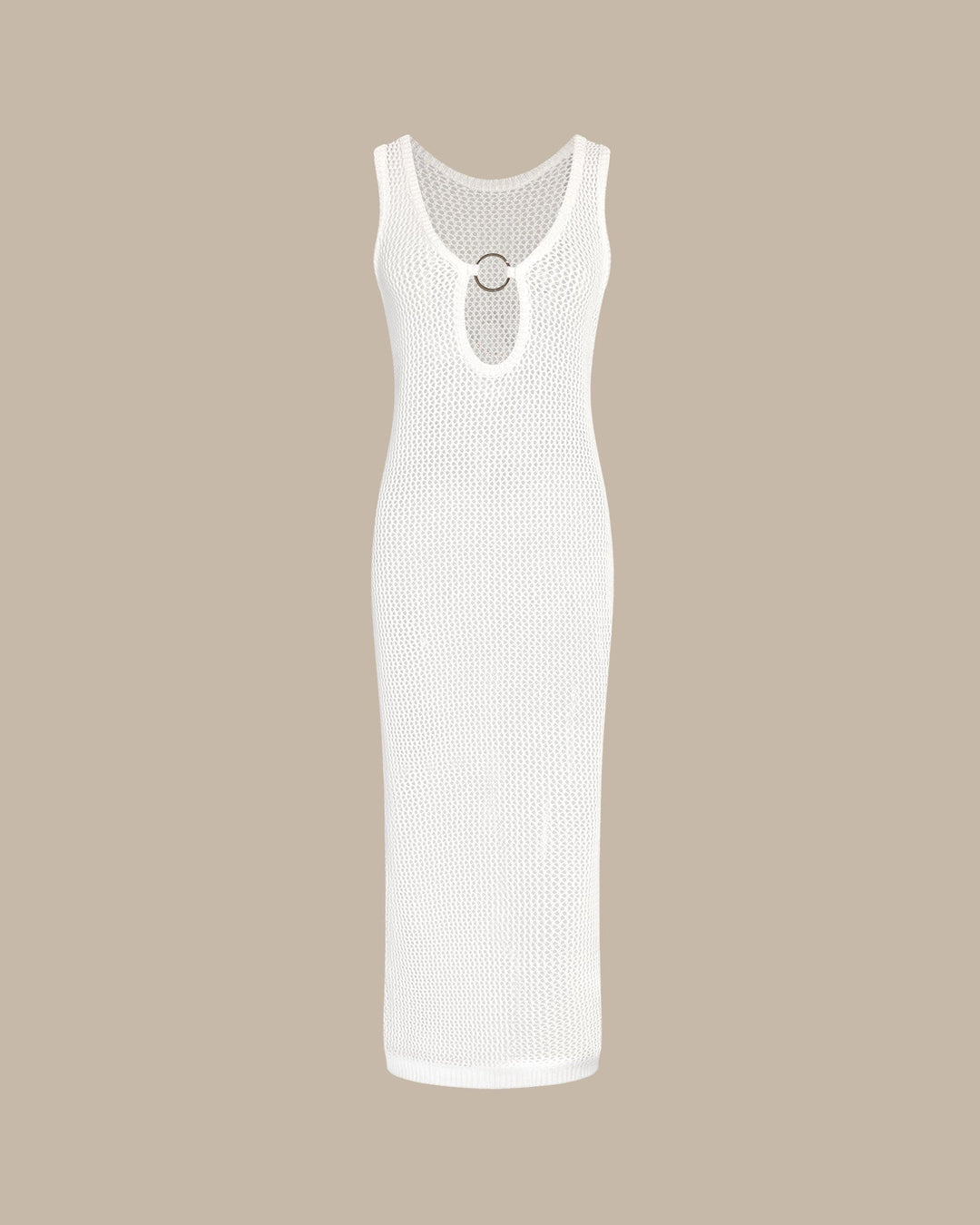 White V Neck O-Ring Cover-Up