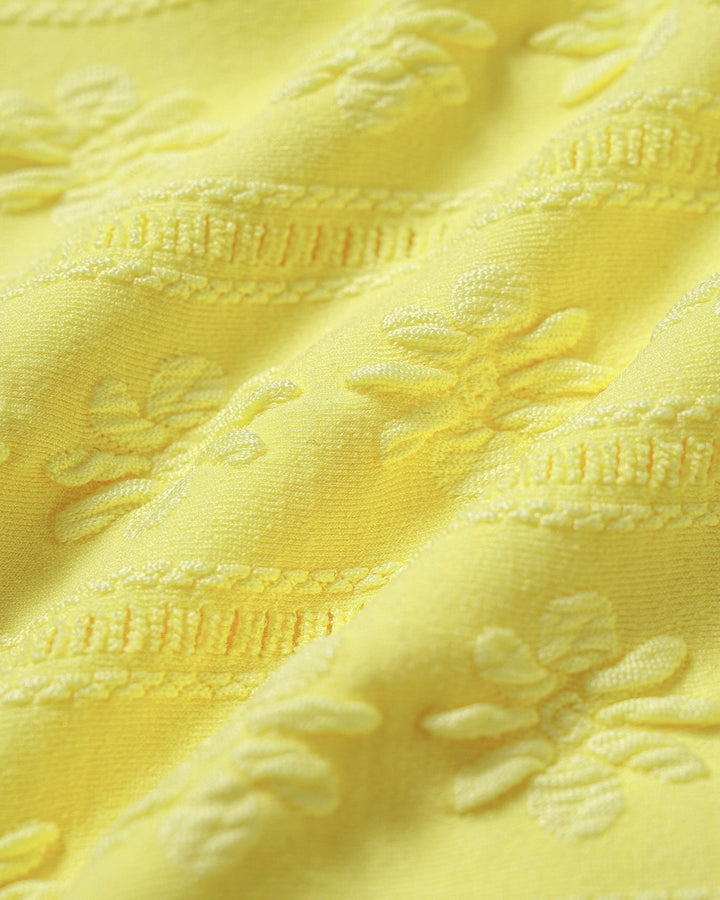 Yellow Halter Jacquard Bandeau Bikini Set
