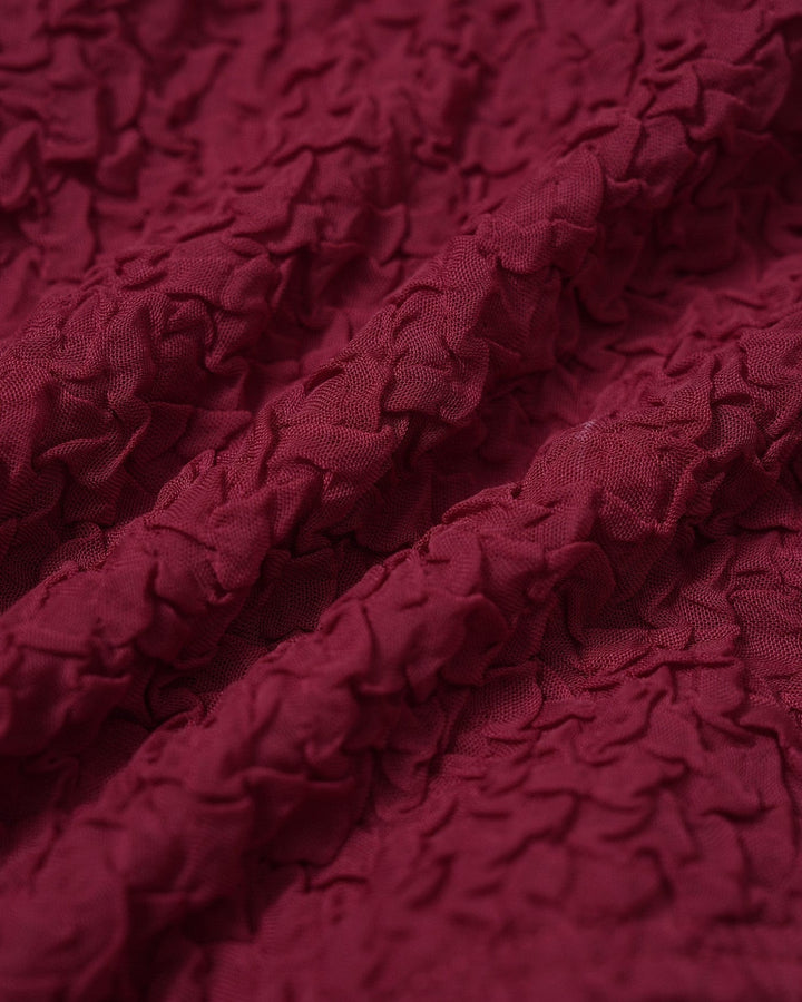Wine Red Textured Triangle Bikini Set