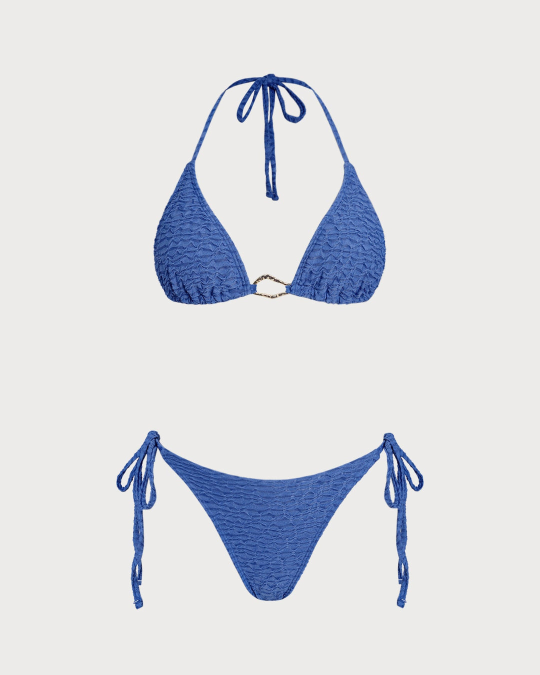 Blue Halter Triangle Bikini Set
