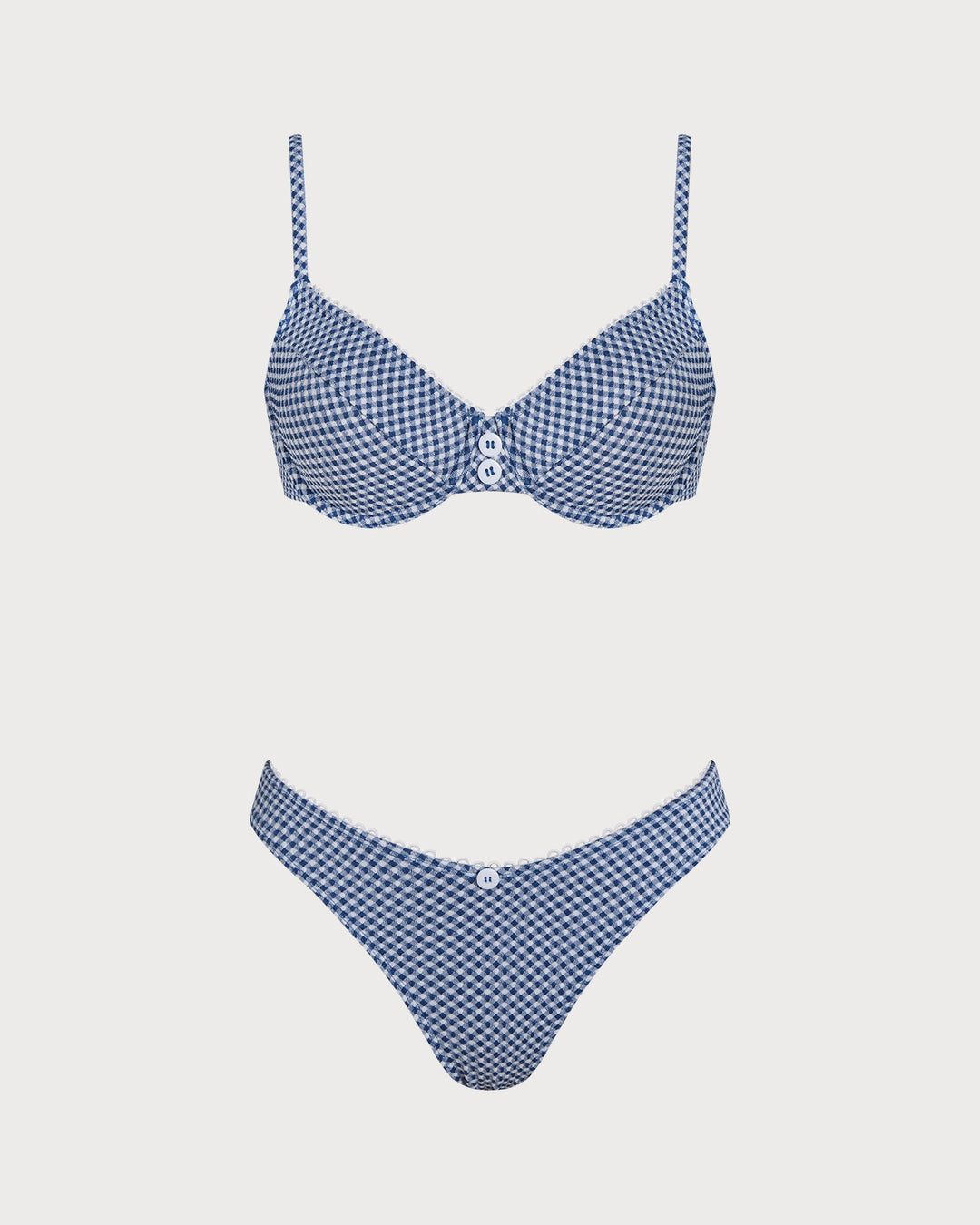 Blue Plaid Underwire Bikini Set
