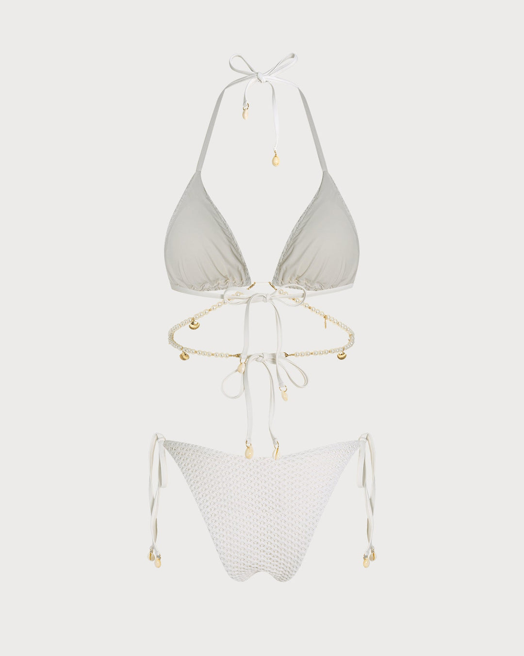 White Tie Strap Triangle Bikini Set